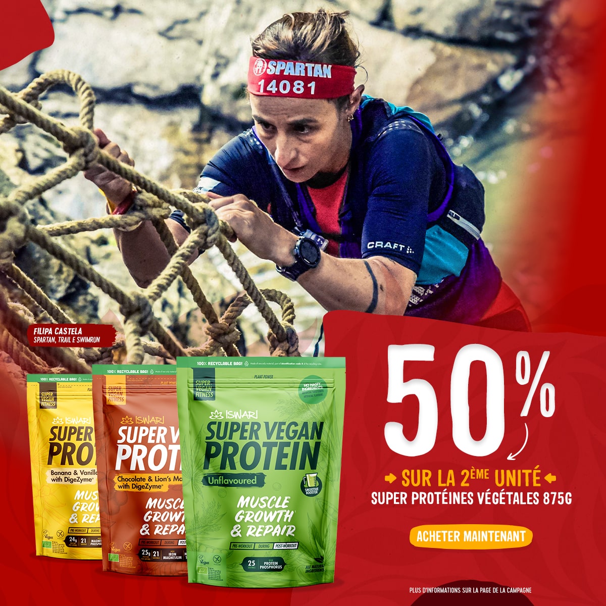 -50% sur la 2ème unitè Super vegan Protein 875g